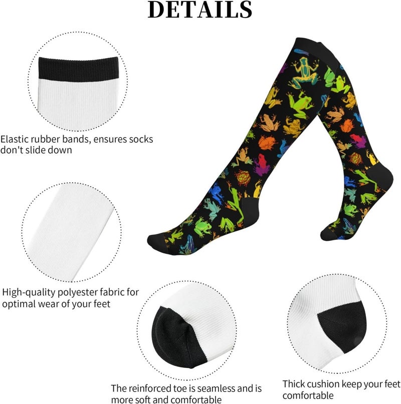 Figtihw Tie Dye Compression Socks Knee High Support Socks For Women Men Running Athletic Hiking - Image 4